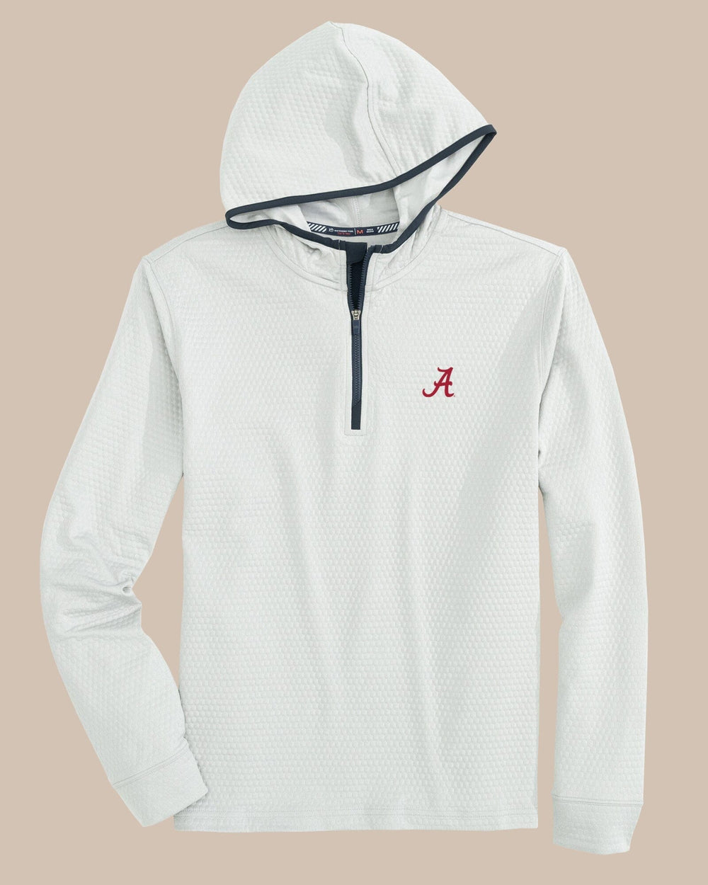 The front view of the Alabama Crimson Tide Scuttle Heather Performance Quarter Zip Hoodie by Southern Tide - Heather Slate Grey