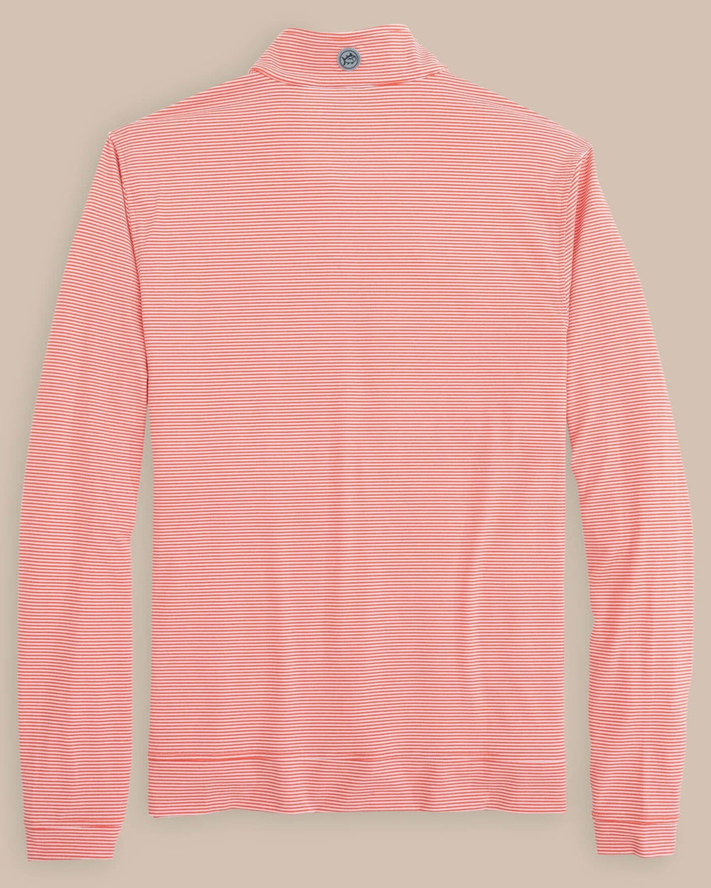 The back view of the Auburn Tigers Cruiser Micro-Stripe Heather Quarter Zip by Southern Tide - Heather Endzone Orange