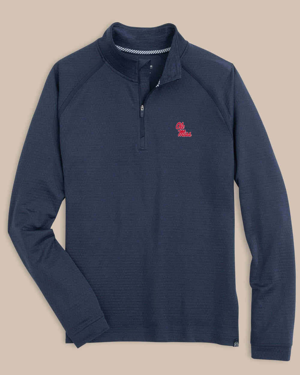 Ole Miss Rebels Scuttle Heather Quarter Zip C_Outerwear Southern Tide - Heather True Navy