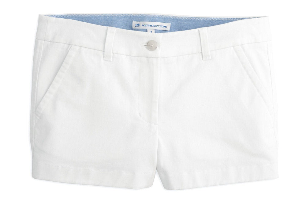 The front view of the Women's White 3" Leah Shorts by Southern Tide - Classic White