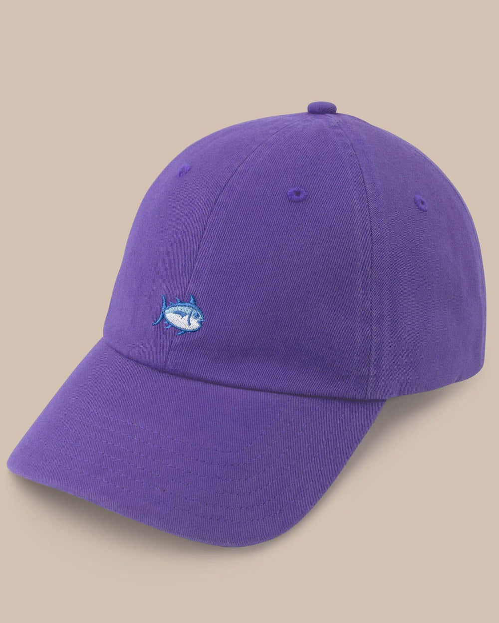 The front view of the Team Colors Skipjack Hat by Southern Tide - Regal Purple