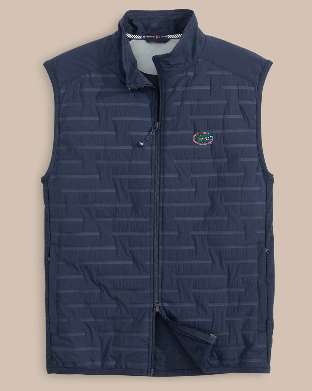 The front view of the Florida Gators Abercorn Vest by Southern Tide - True Navy