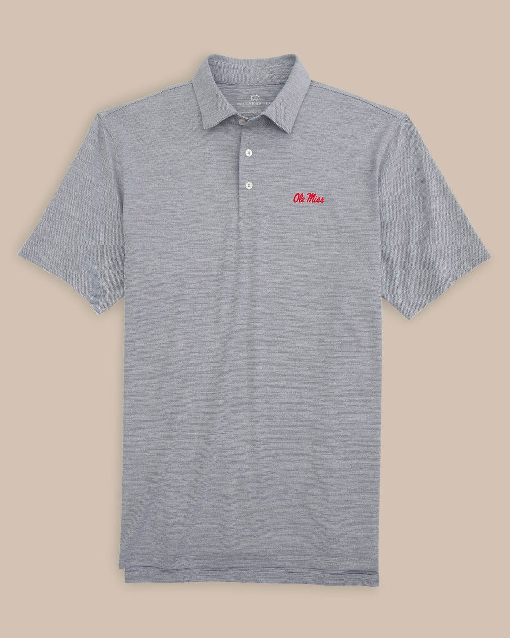 The front of the Ole Miss Driver Spacedye Polo Shirt by Southern Tide - Navy