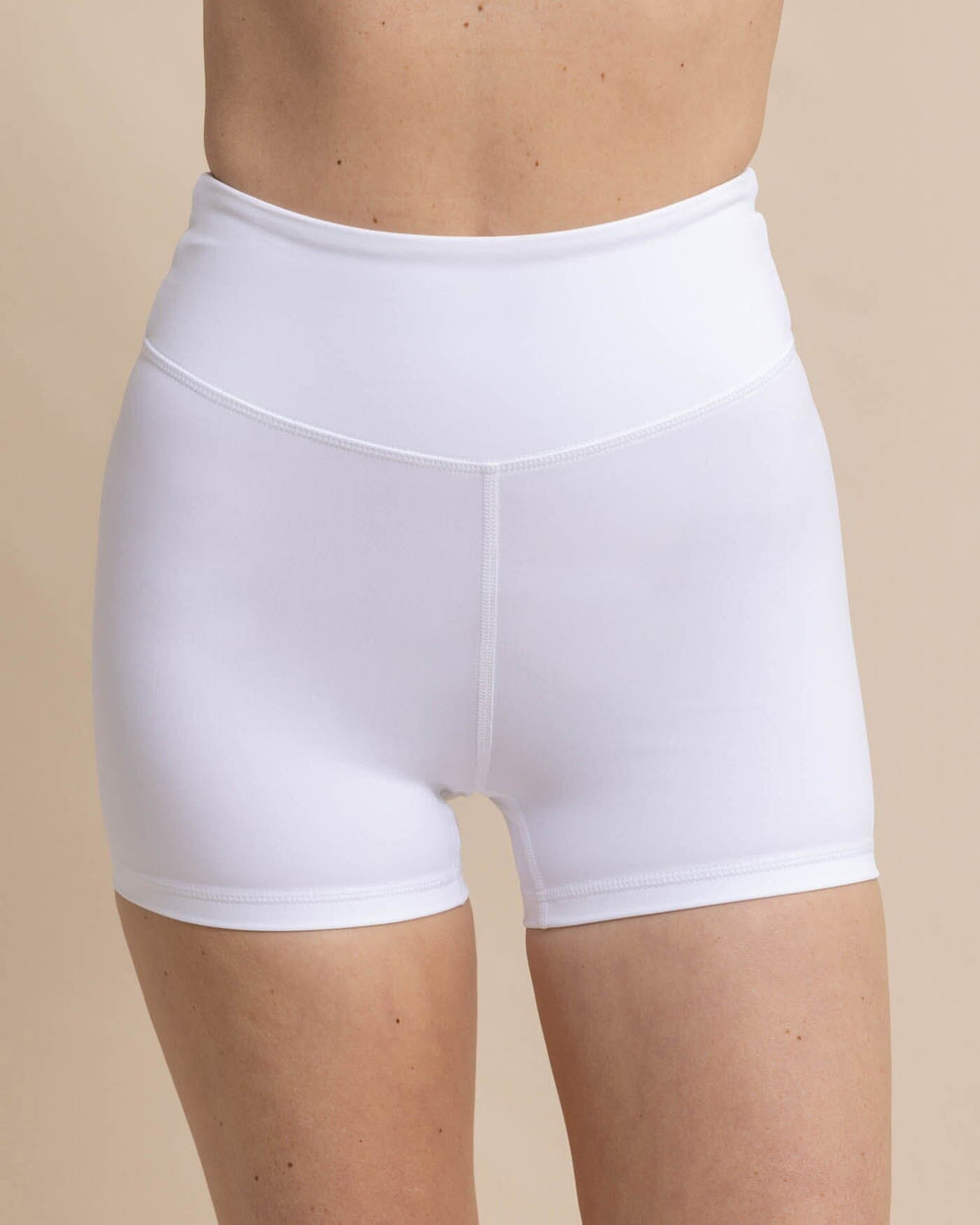 The front view of the Southern Tide Active Under Short by Southern Tide - Classic White