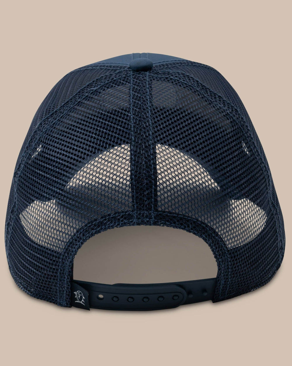 The back view of the Men's Alabama Patch Performance Trucker Hat by Southern Tide - Seven Seas Blue