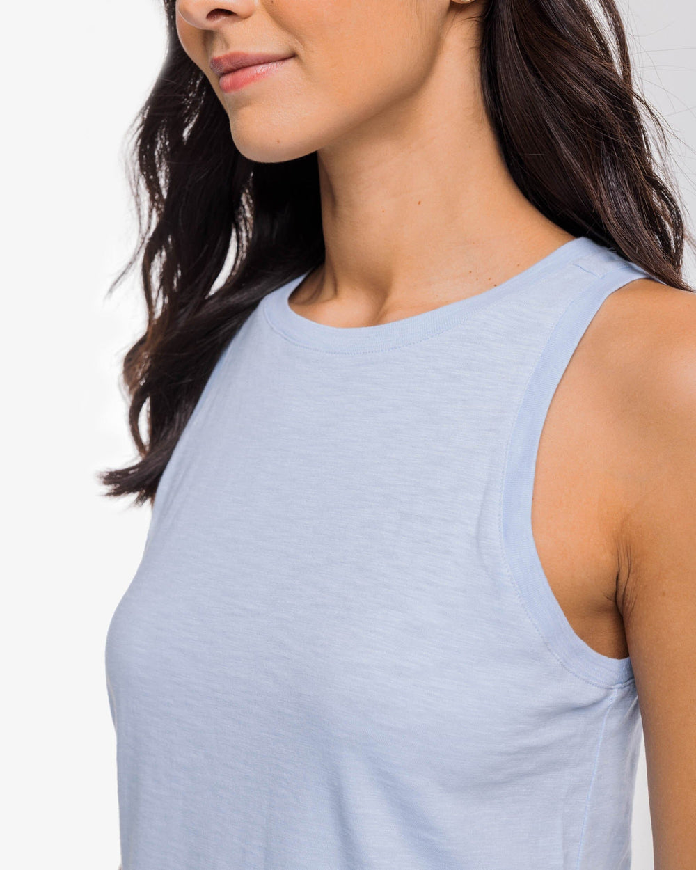 The detail view of the Southern Tide Avah Sun Farer Tank by Southern Tide - Sky Blue