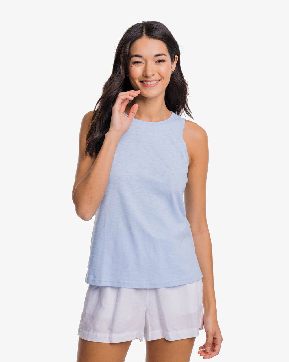 The front view of the Southern Tide Avah Sun Farer Tank by Southern Tide - Sky Blue