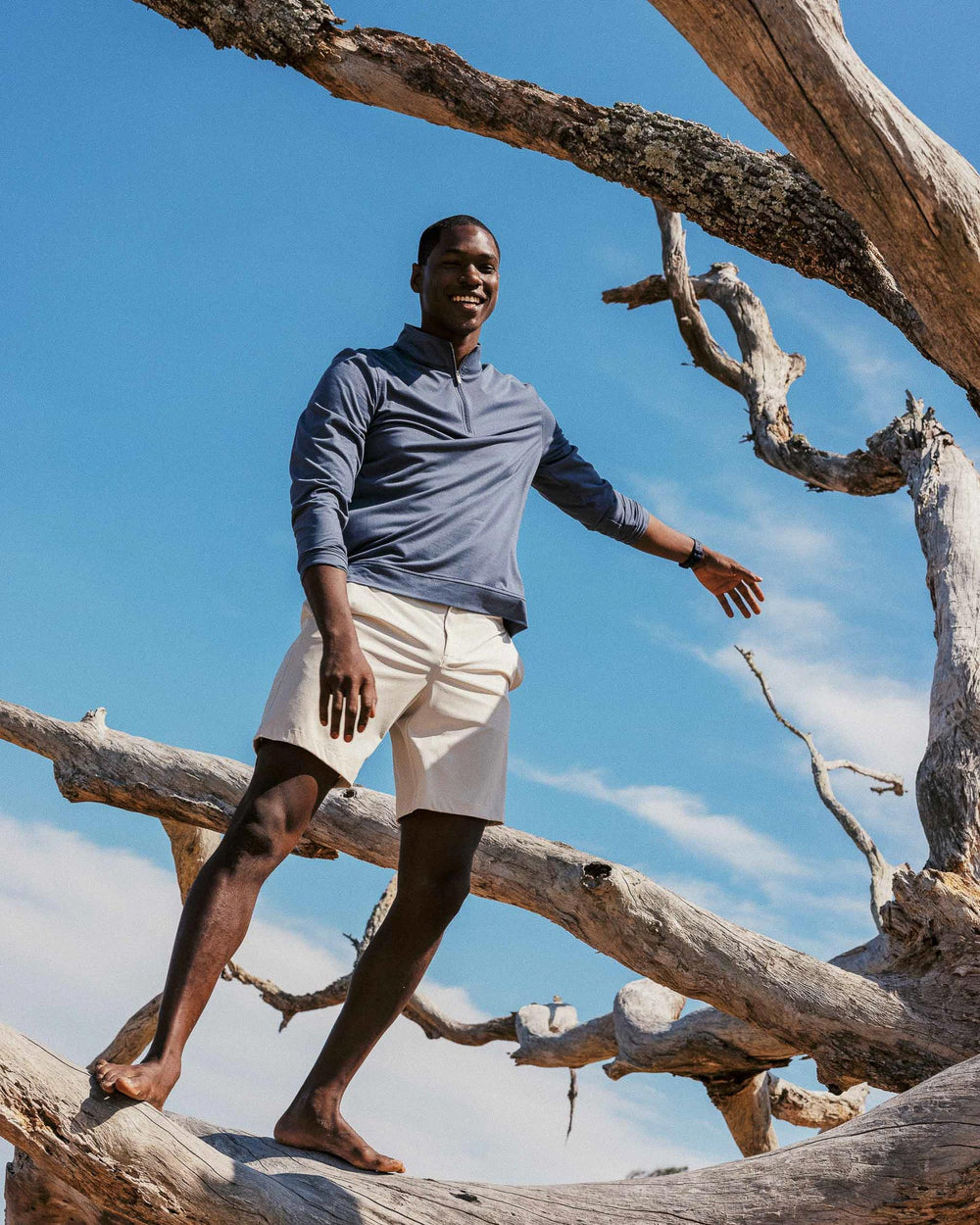 The front view of the Men's New Channel Marker 9 Inch Short by Southern Tide - Light Khaki