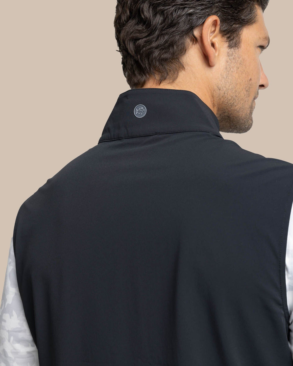 The detail view of the Southern Tide Bowline Performance Vest by Southern Tide - Caviar Black