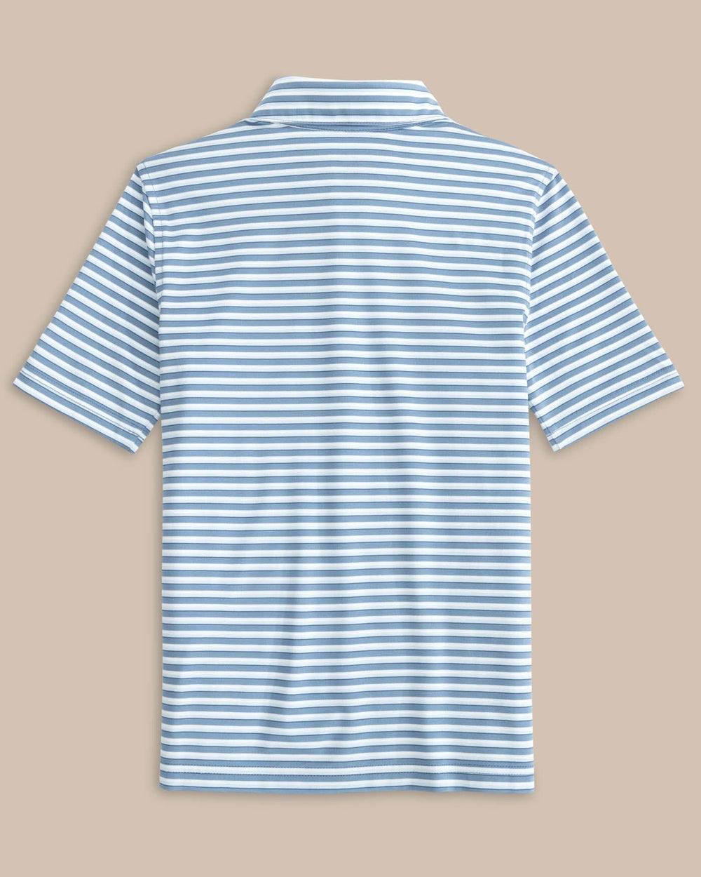 The back view of the Southern Tide Boys Driver Carova Stripe Polo Shirt by Southern Tide - Coronet Blue