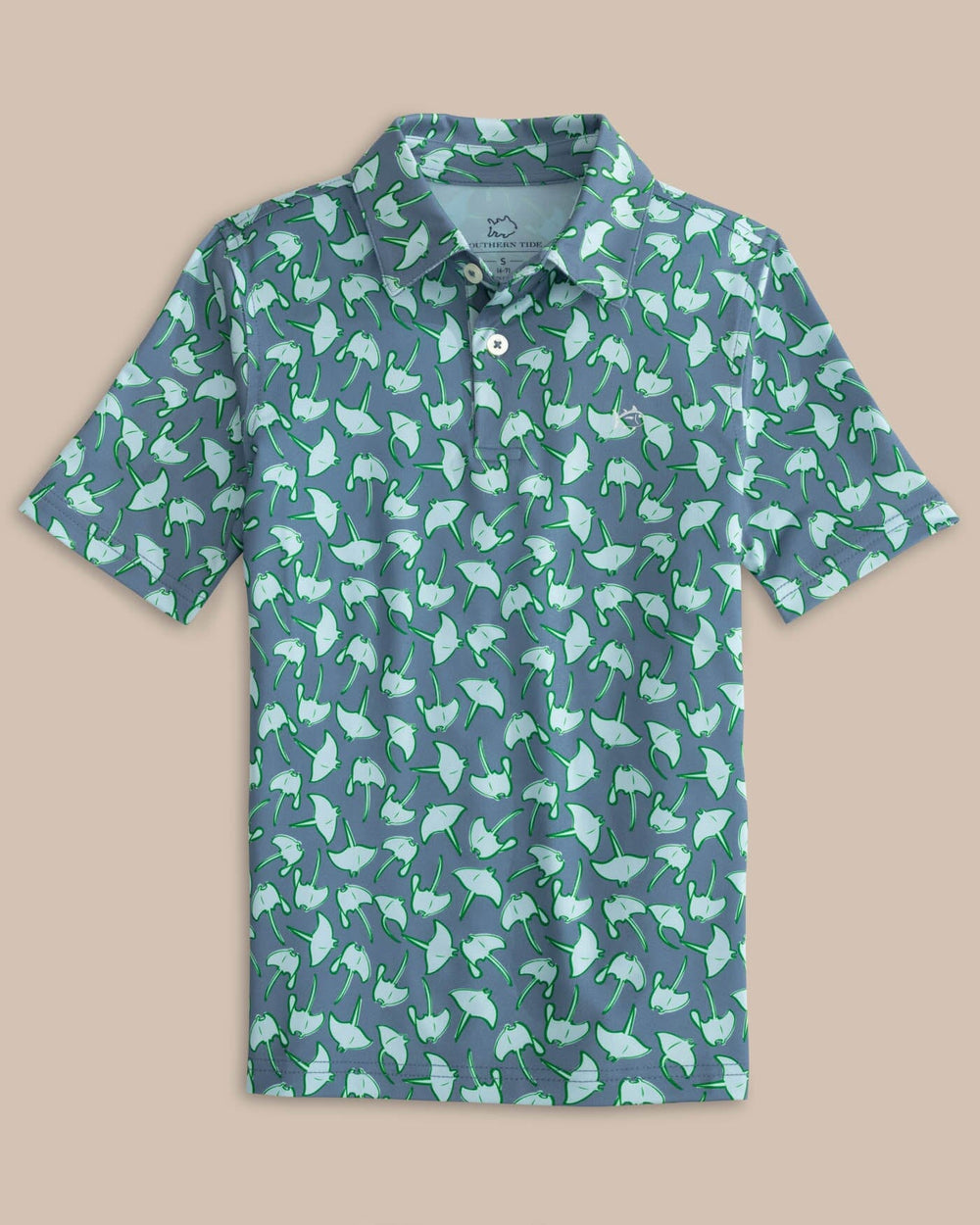 The front view of the Southern Tide Boys Driver Summer Rays Polo Shirt by Southern Tide - Coronet Blue