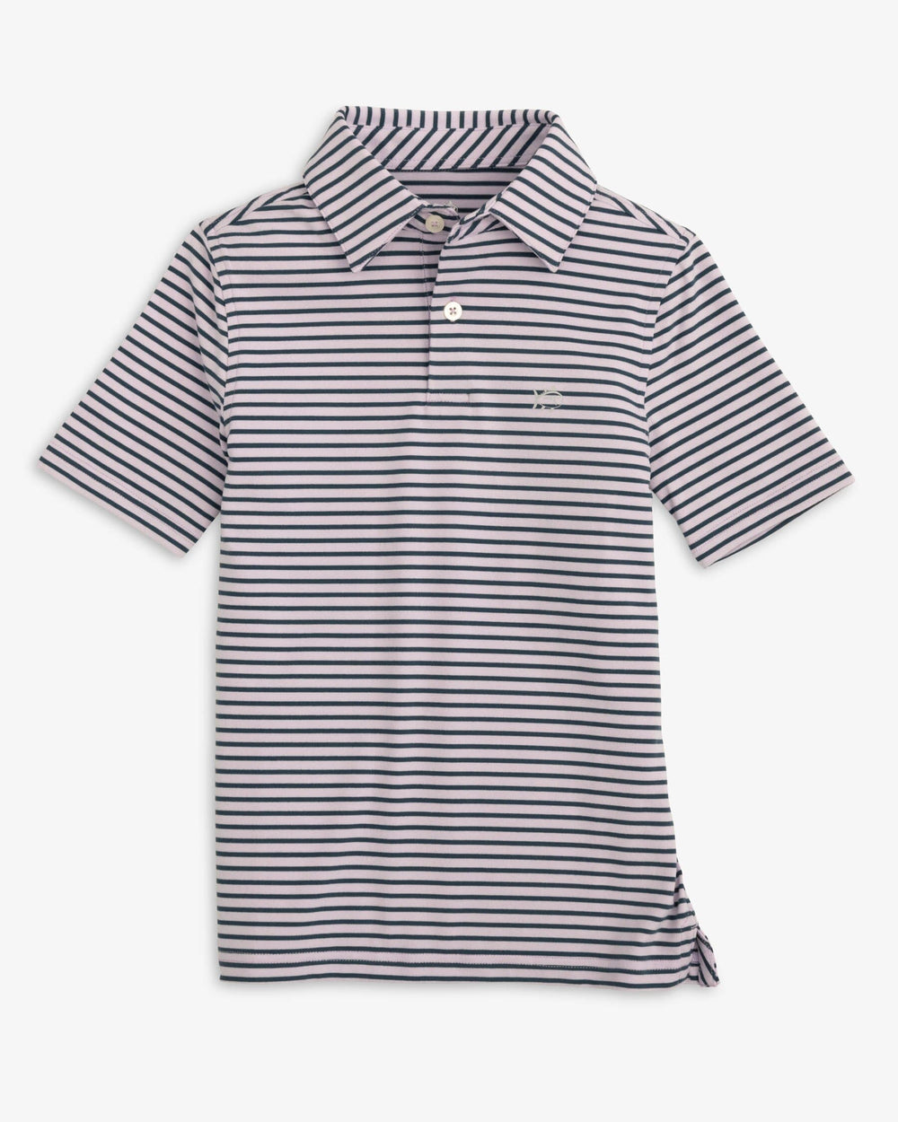 Boys Ryder Heather Marin Stripe Performance Polo Shirt
