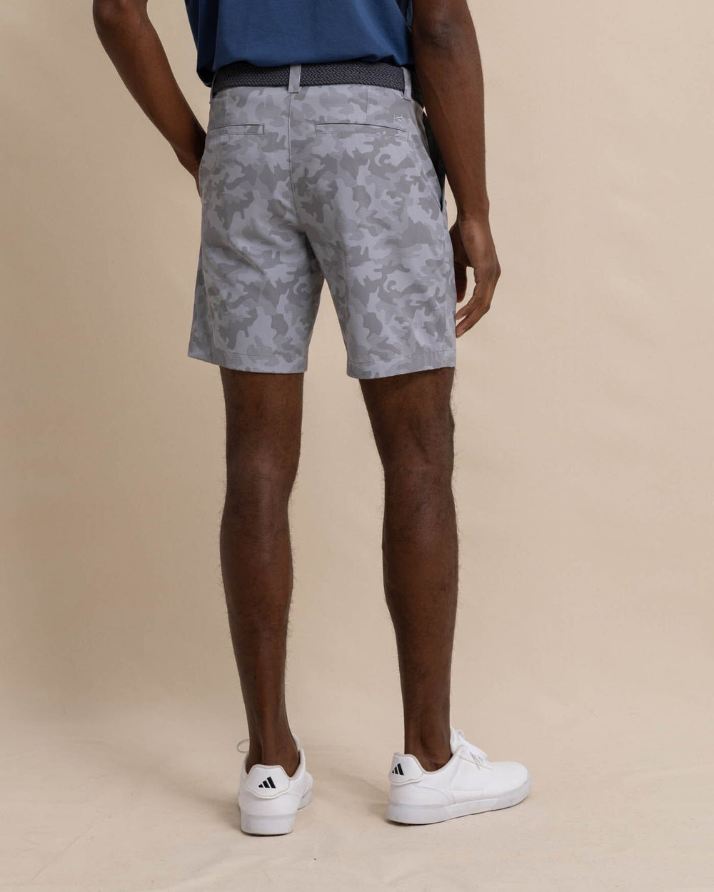 The back view of the Southern Tide brrr die Island Camo Printed Short by Southern Tide - Ultimate Grey