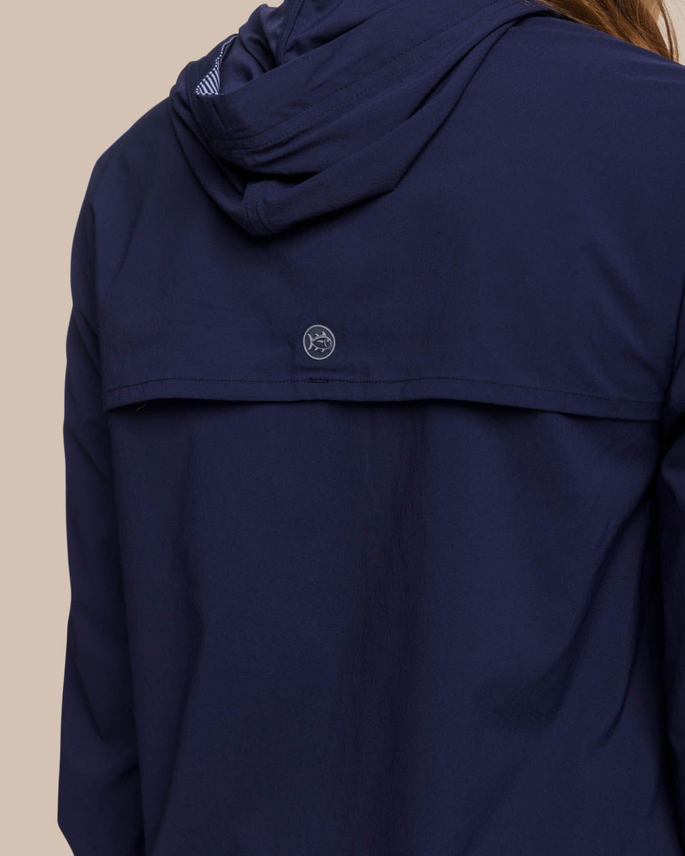 The detail view of the Southern Tide Calie Pop Placket Popover by Southern Tide - Dress Blue