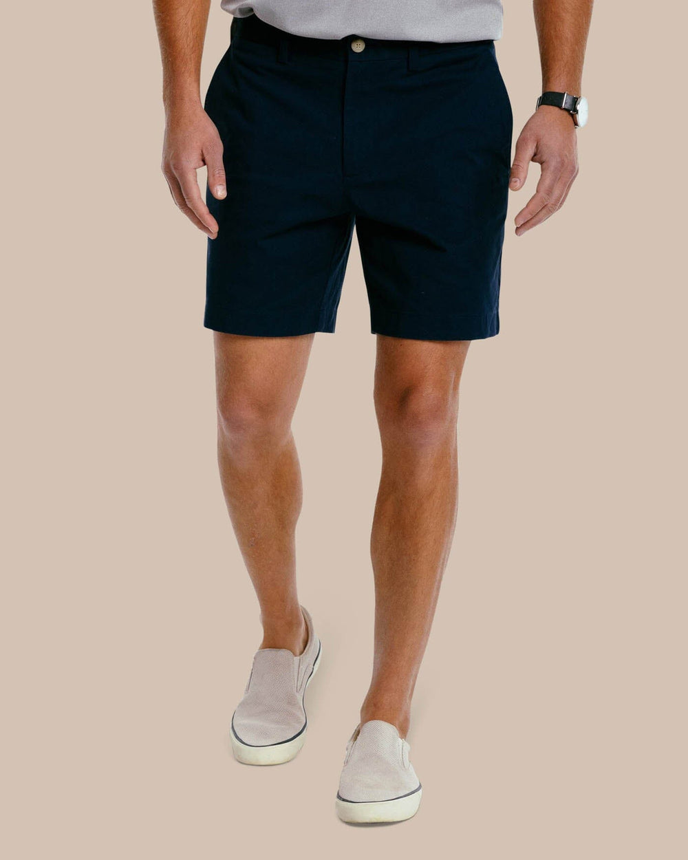 The front view of the Men's New Channel Marker 9 Inch Short by Southern Tide - True Navy