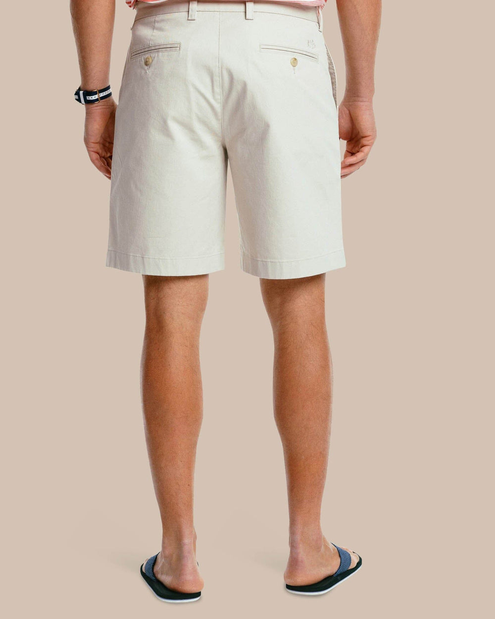 The back view of the Men's New Channel Marker 9 Inch Short by Southern Tide - Light Khaki