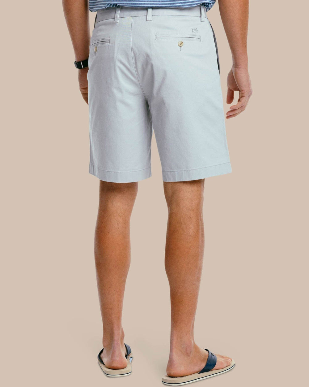 The back view of the Men's New Channel Marker 9 Inch Short by Southern Tide - Seagull Grey
