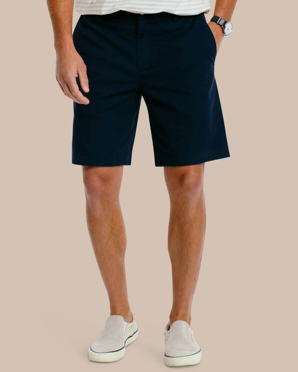 The front view of the Men's New Channel Marker 9 Inch Short by Southern Tide - True Navy