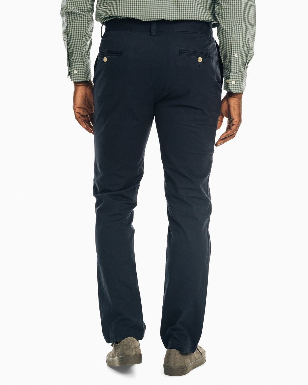 The back view of the Men's Navy The New Channel Marker Chino Pant by Southern Tide - True Navy