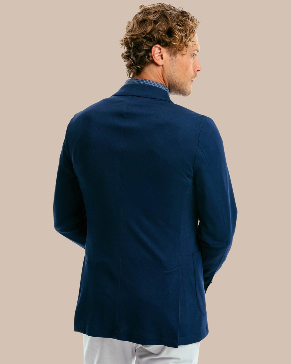 The back of the Men's Charleston Navy Blazer by Southern Tide - Navy