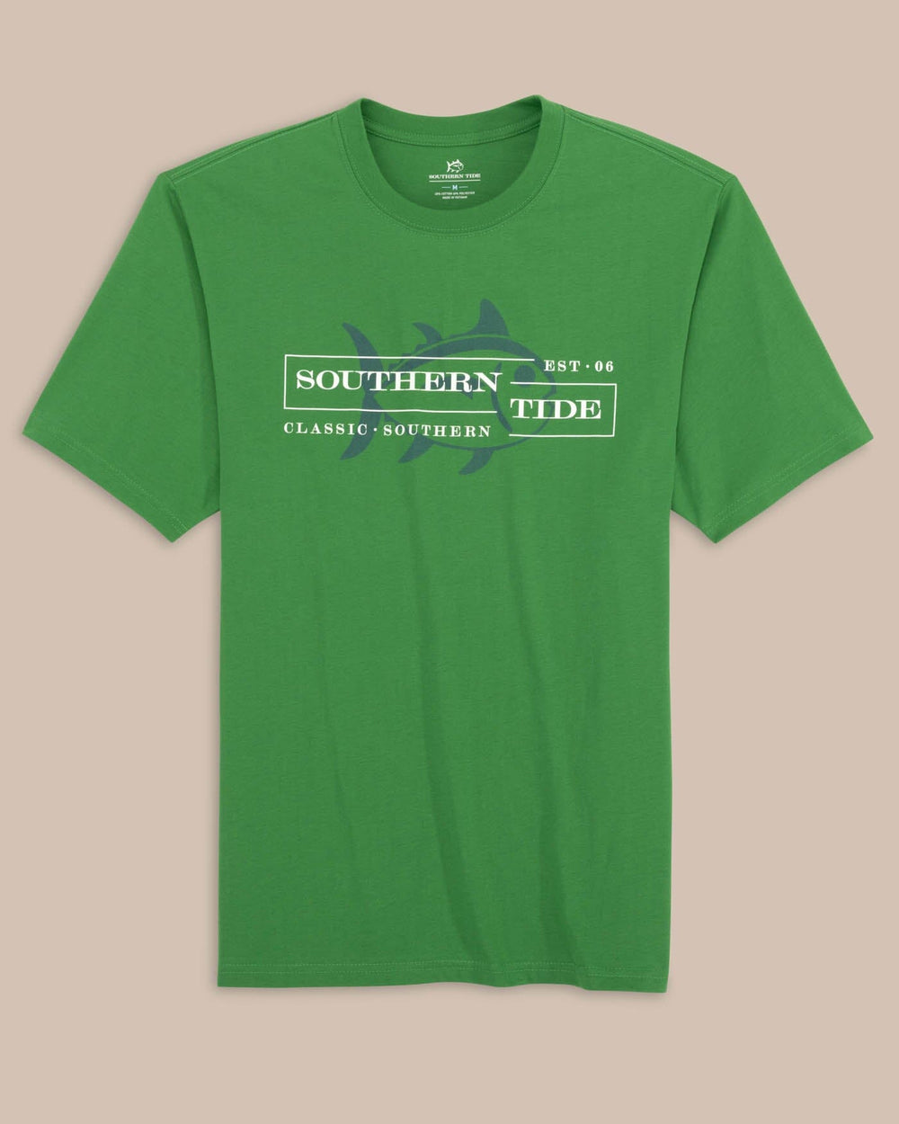 The front view of the Southern Tide Classic Southern Heather Short Sleeve T-Shirt by Southern Tide - Heather Foliage Green