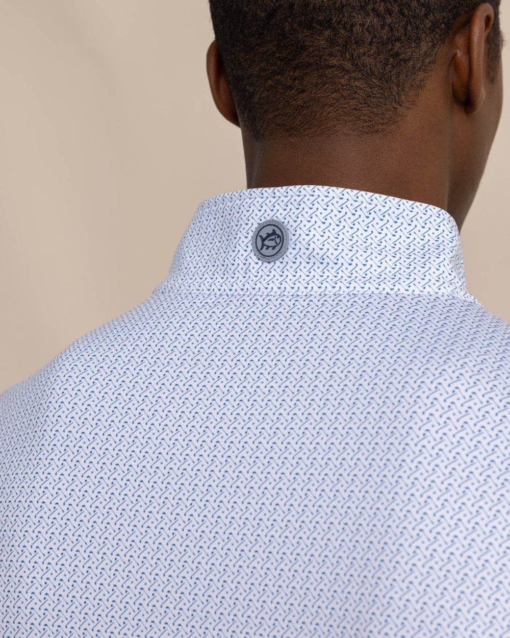 The detail view of the Southern Tide Clubbin It Print Cruiser Quarter Zip by Southern Tide - Classic White