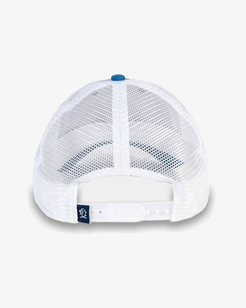 The back view of the Southern Tide Coastal Expedition Patch Trucker Hat by Southern Tide - Dark Blue