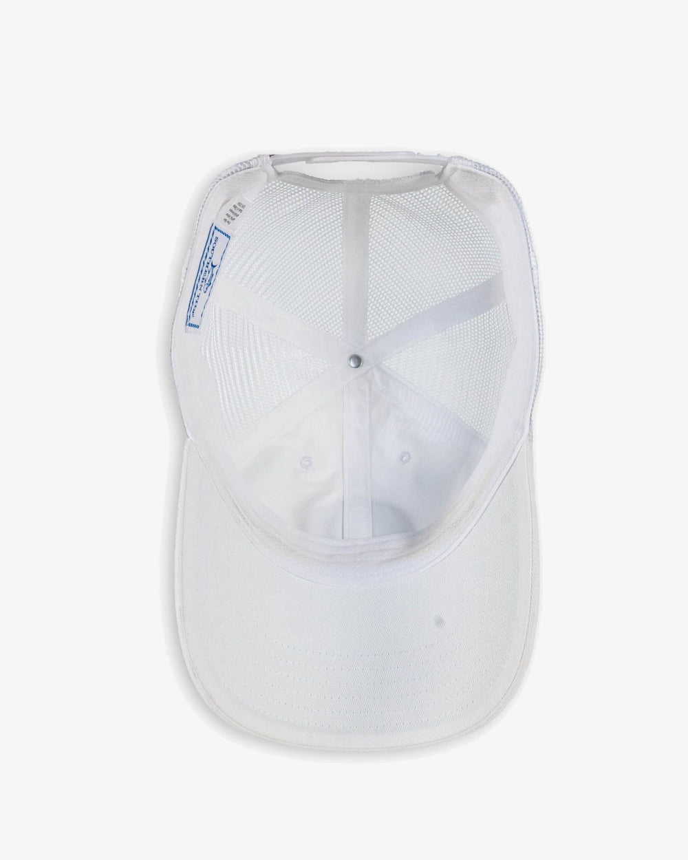 The detail view of the Southern Tide Coastal Expedition Patch Trucker Hat by Southern Tide - White