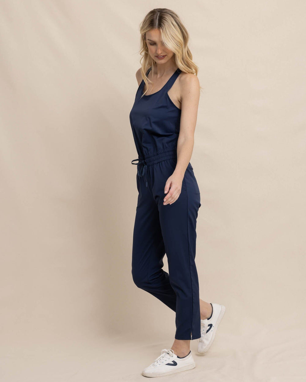The front view of the Southern Tide Devyn Jumpsuit by Southern Tide - Dress Blue