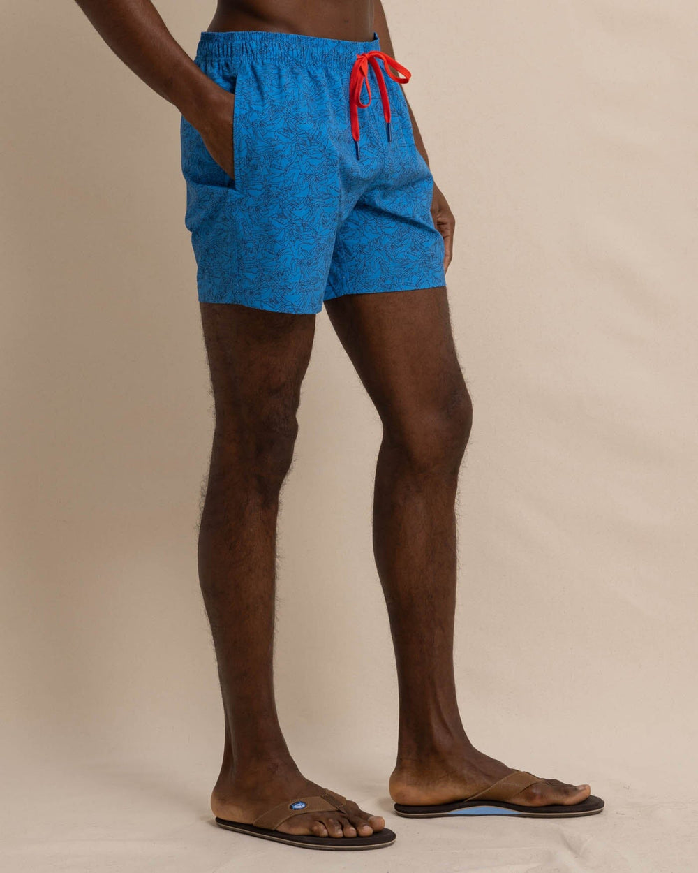 The front view of the Southern Tide Dive In Swim Trunk by Southern Tide - Mediterranean Blue