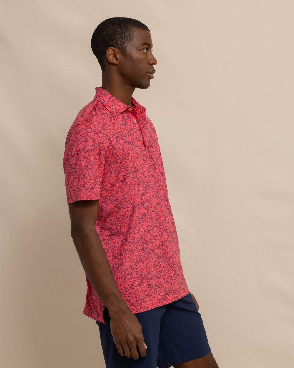 The front view of the Southern Tide Driver Dive In Polo Shirt by Southern Tide - Teaberry Pink