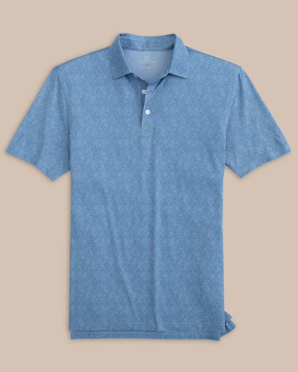 The front view of the Southern Tide Driver Sunny Blooms Polo Shirt by Southern Tide - Coronet Blue