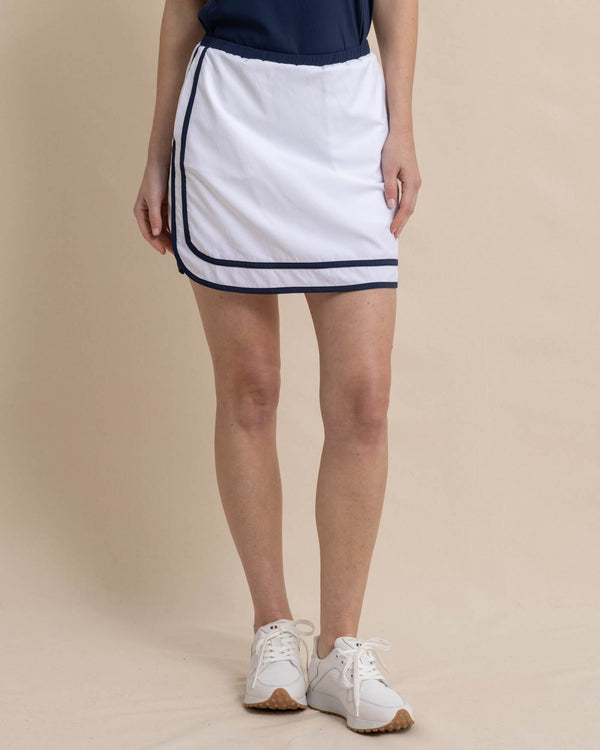 The front view of the Southern Tide Elaina Golf Skort by Southern Tide - Classic White