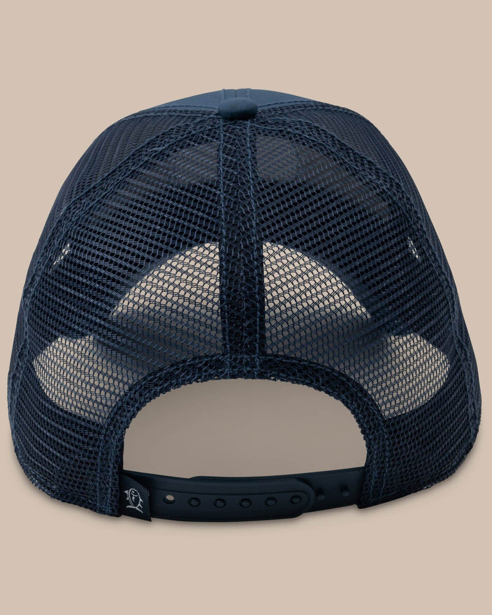 The back view of the Men's Florida Patch Performance Trucker Hat by Southern Tide - Seven Seas Blue