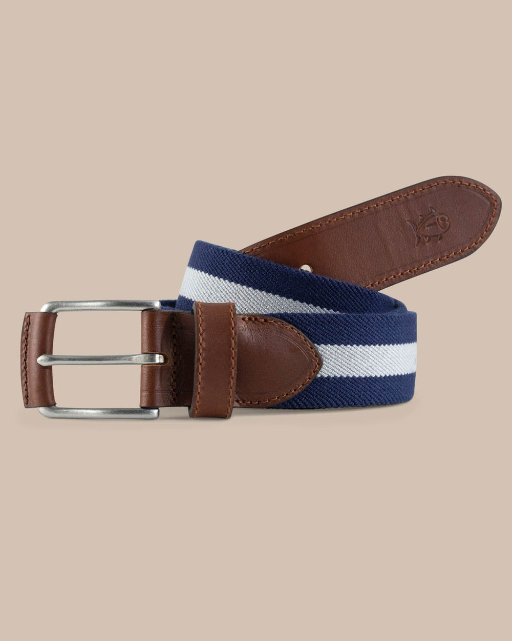 The front view of the Men's Gadson Stretch Ribbon Belt by Southern Tide - Yacht Blue
