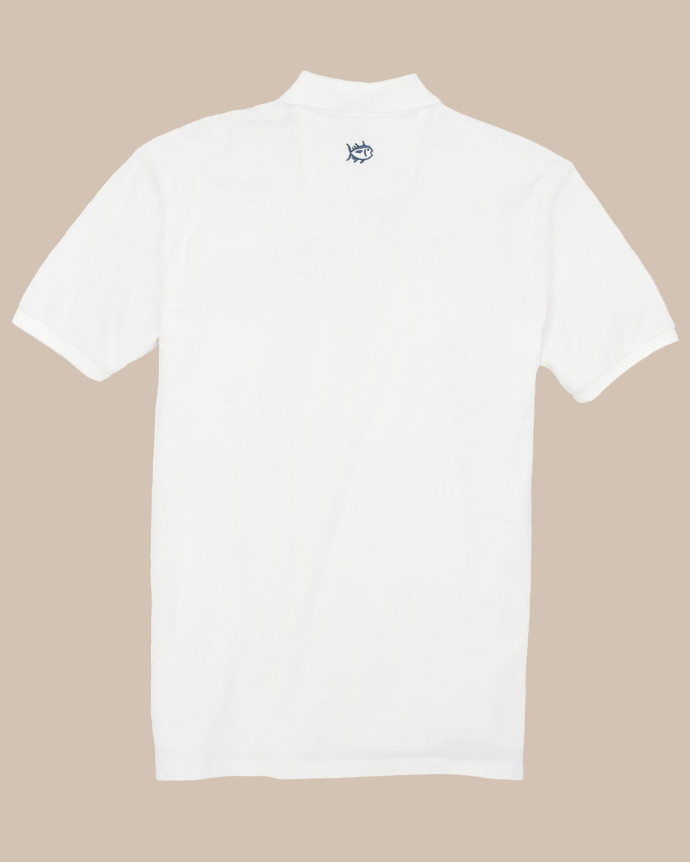 The back view of the Men's Black Arkansas Razorbacks Pique Polo Shirt by Southern Tide - Classic White