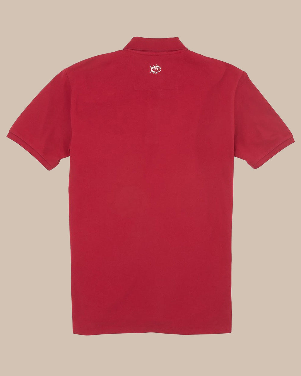 The back view of the Men's Black Arkansas Razorbacks Pique Polo Shirt by Southern Tide - Crimson