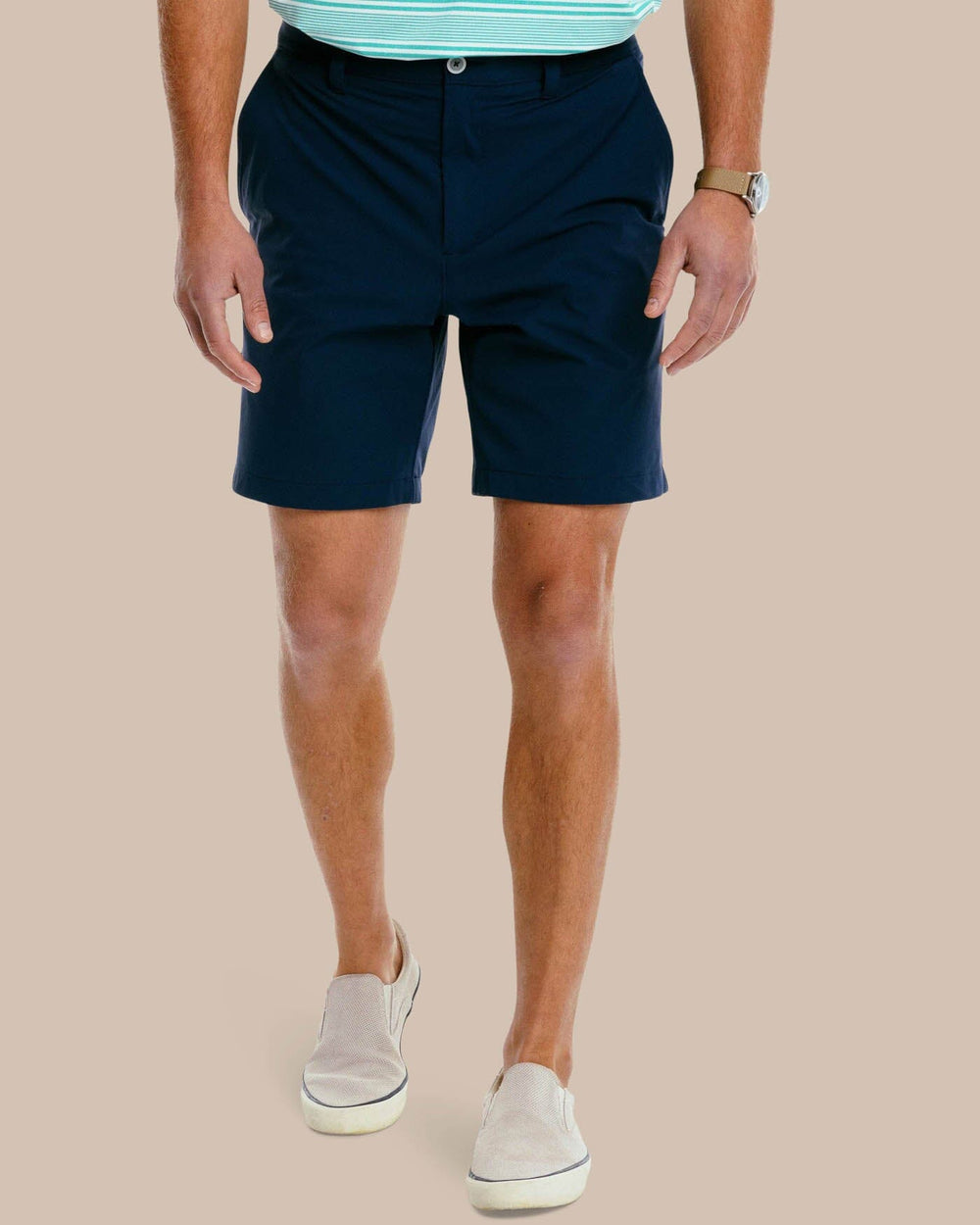The front of the Men's Gulf 8 Inch Brrr Performance Short by Southern Tide - True Navy