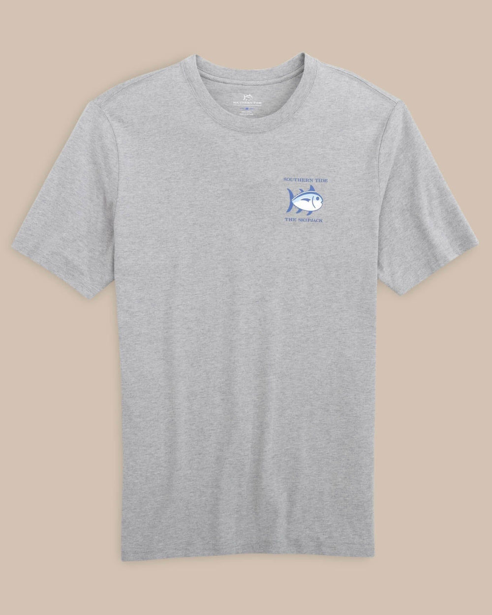 The front view of the Southern Tide Heathered Original Skipjack T-Shirt by Southern Tide - Heather Quarry