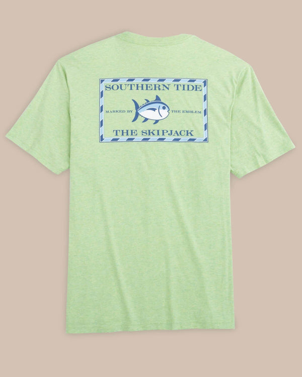 The back view of the Southern Tide heathered-original-skipjack-t-shirt-2 by Southern Tide - Heather Smoke Green