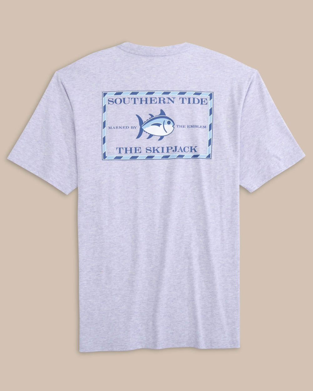 The back view of the Southern Tide Heather Original Skipjack T-Shirt by Southern Tide - Heather Wisteria Purple