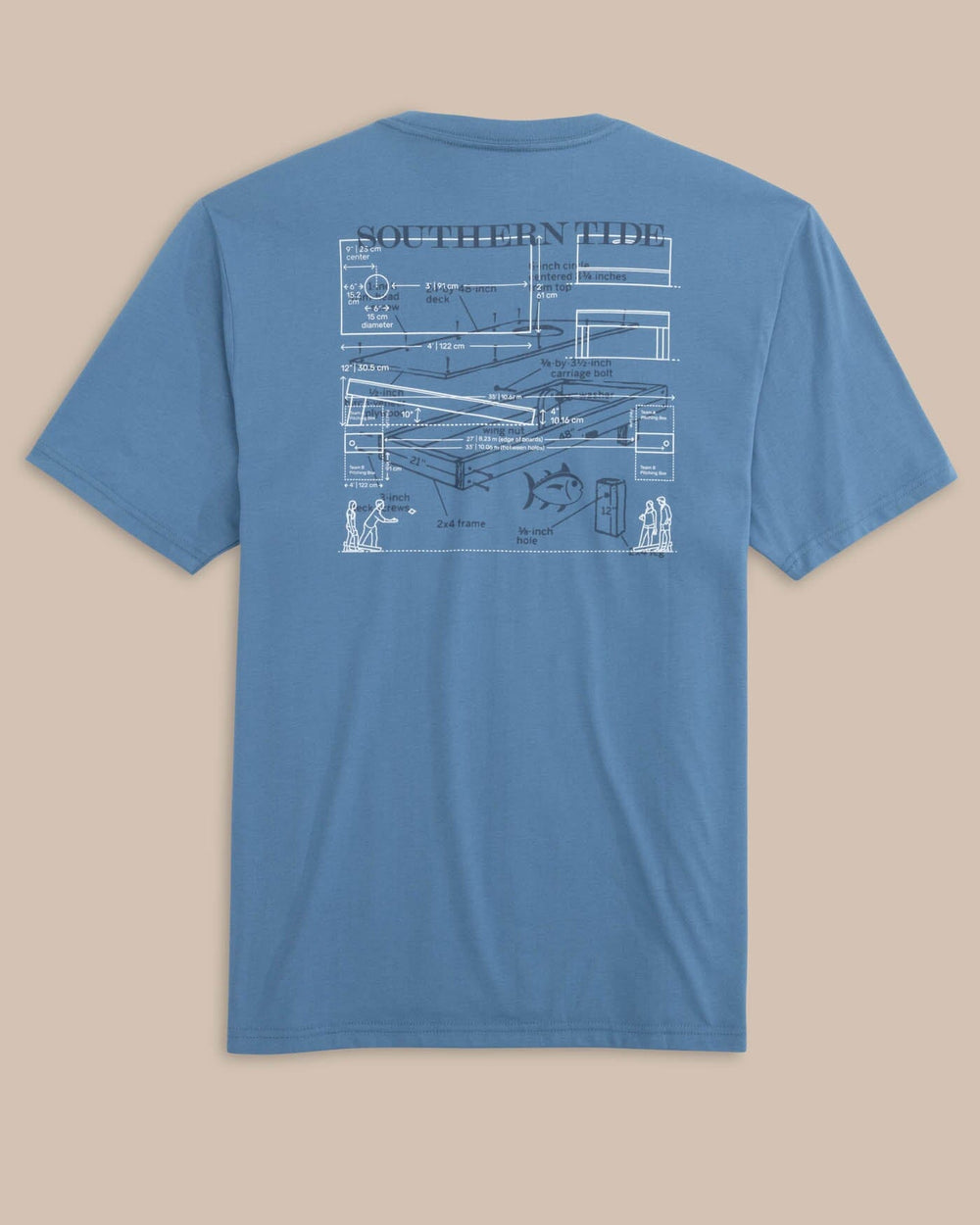 The back view of the Southern Tide How-To Cornhole Short Sleeve T-shirt by Southern Tide - Coronet Blue