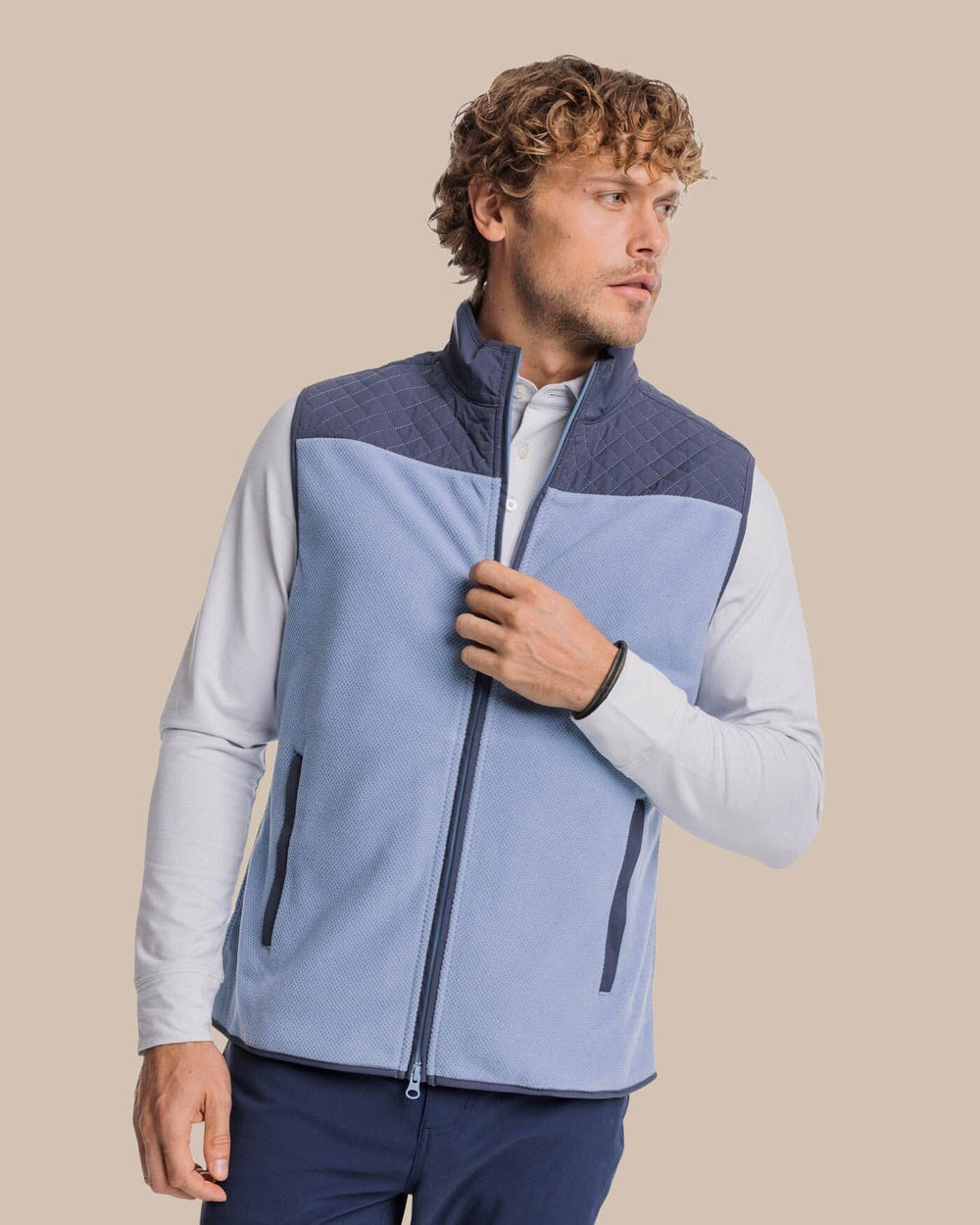 The front view of the Southern Tide Hucksley Vest by Southern Tide - Mountain Spring Blue