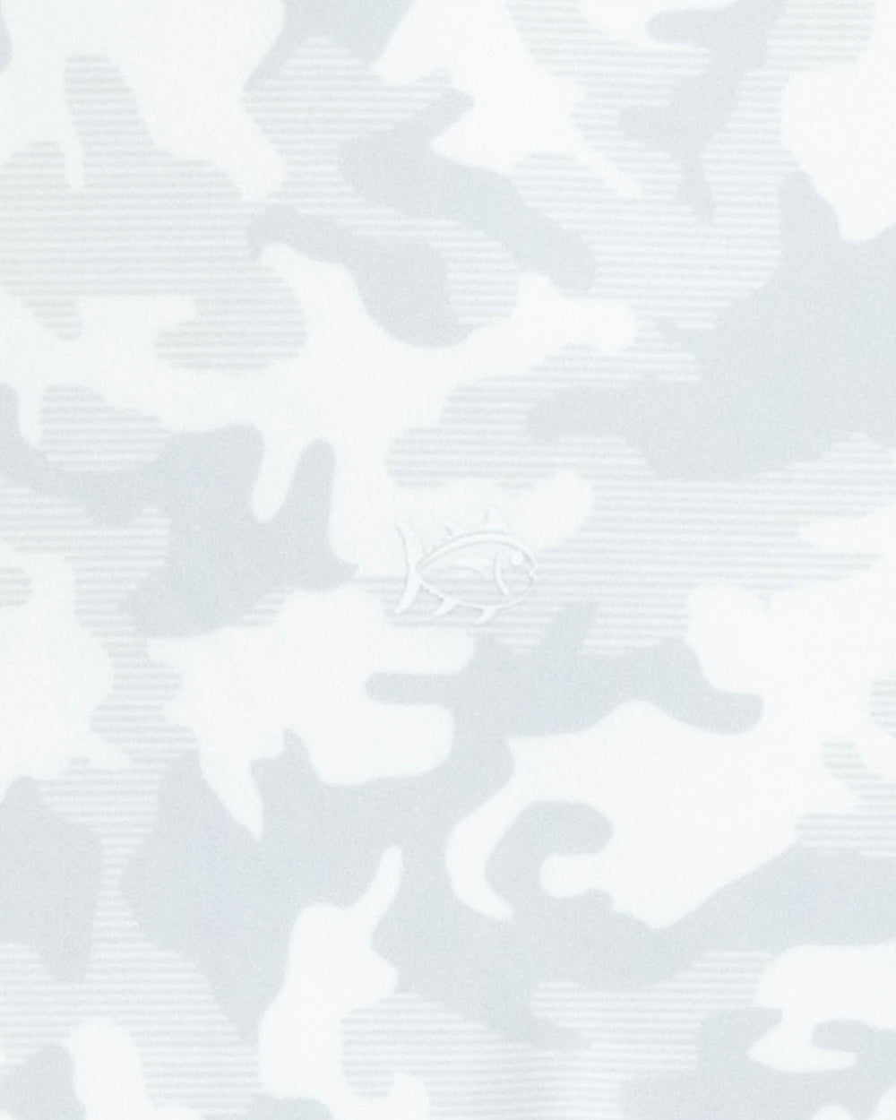 The detail view of the Southern Tide Island Camo Long Sleeve Performance T-shirt by Southern Tide - Classic White