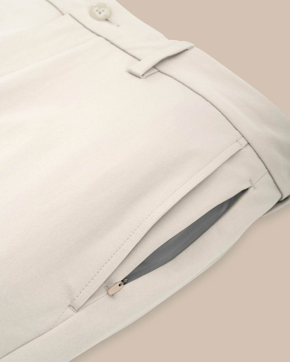 The flat pocket view of the Men's Jack Performance Pant by Southern Tide - Putty