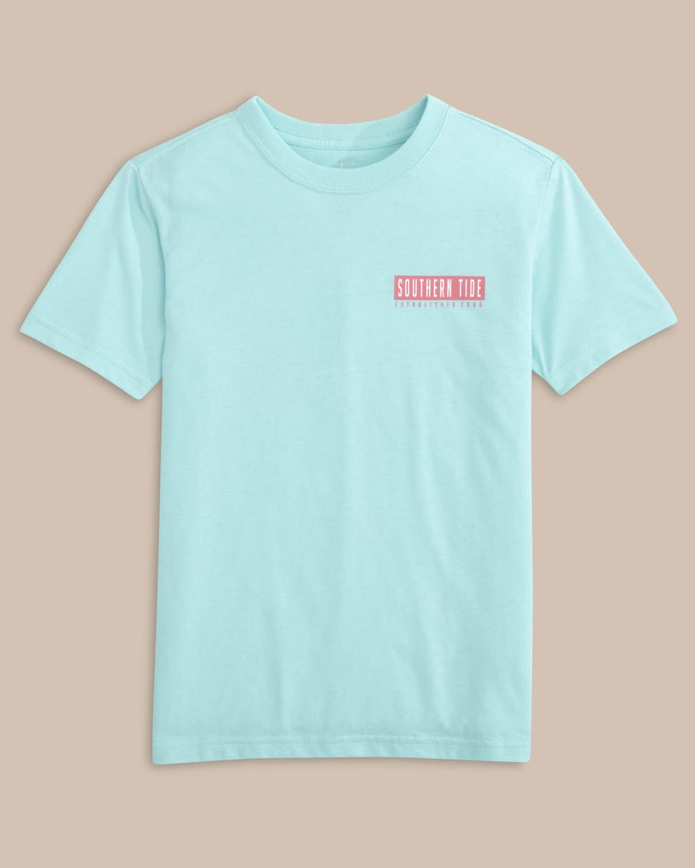 The front view of the Southern Tide Kids ST Yacht Coin T-Shirt by Southern Tide - Wake Blue