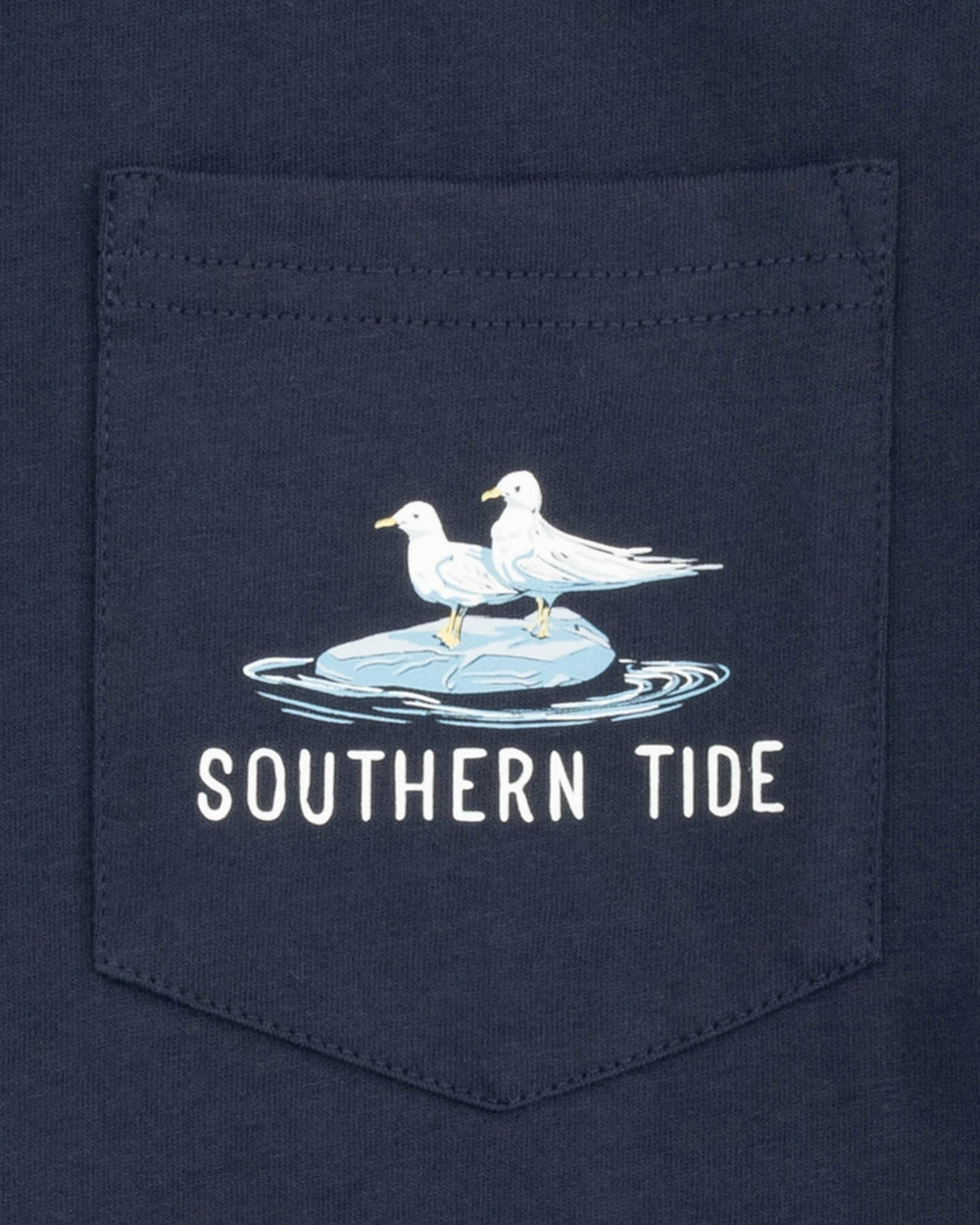 The detail view of the Light House Long Sleeve T-Shirt by Southern Tide - True Navy