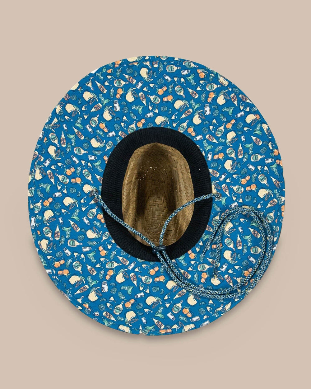 The detail view of the Southern Tide Marg Madness Straw Hat by Southern Tide - Atlantic Blue