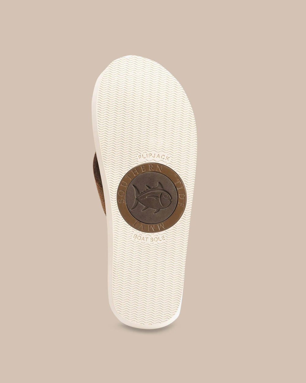 The bottom view of the Men's Brown Caramel Flipjacks by Southern Tide - Caramel