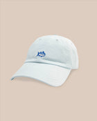 The front view of the Southern Tide Mini Skipjack Leather Strap Hat by Southern Tide - Blue